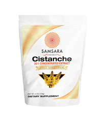 Samsara Herbs Cistanche Extract Powder jar shows premium 20:1 extract for energy support