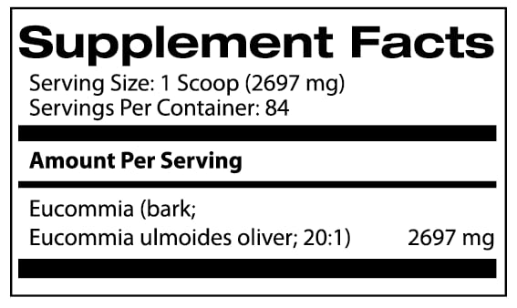 Samsara Herbs Eucommia extract powder being measured in a glass for convenient dosing.
