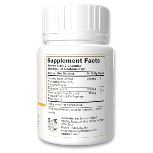 Sanare Lab Curcumin capsules shown for easy swallow daily use