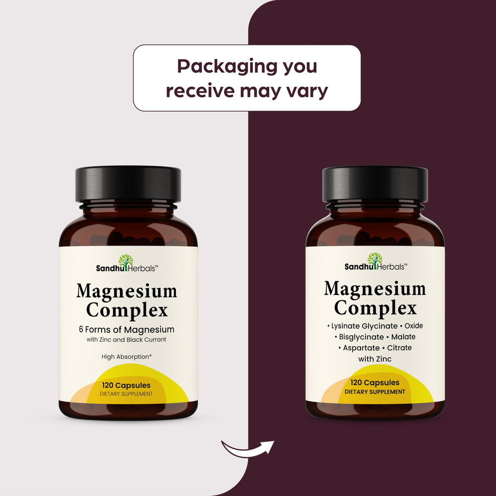 SANDHUHERBALS Complete Magnesium nutrition panel informs serving size and ingredients.
