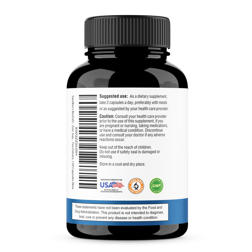 Green tea extract illustrating antioxidant-supporting ingredient in BioZnq.