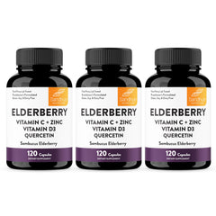 Sandhu's elderberry capsules bottle for daily immune support.