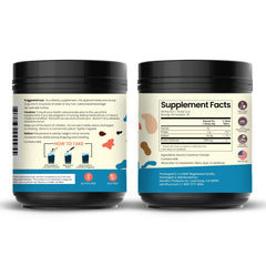 Sandhu's grass-fed colostrum powder being poured into a glass for easy mixing