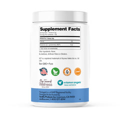 Sandhu's L-Glutamine powder scoop beside bottle for easy dosing