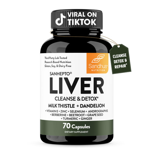 Sandhu's Liver Cleanse bottle front for daily wellness support.