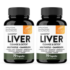 Sandhu's Liver Cleanse bottle promotes healthy liver function with milk thistle.