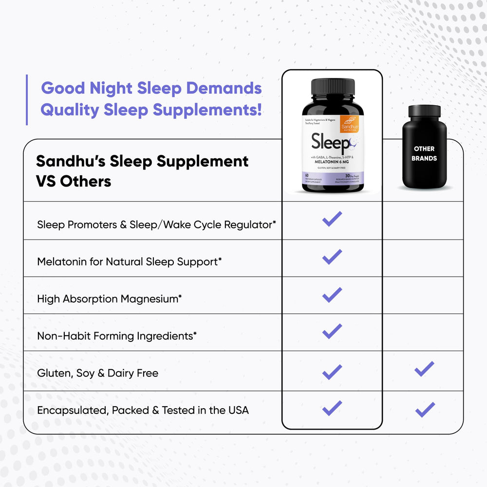 Bedroom nightstand with Sandhu's Sleep ready for bedtime