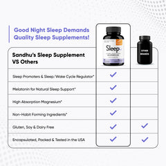 Bedroom nightstand with Sandhu's Sleep ready for bedtime