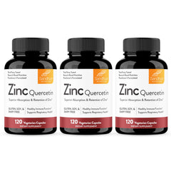 Sandhu's Zinc Quercetin bottle with easy-to-swallow capsules for daily immune support.