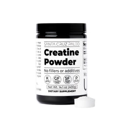 Santa Cruz Paleo creatine container in bag ready for travel or gym.