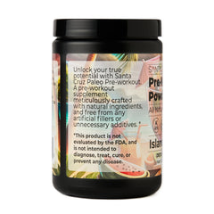 Santa Cruz Paleo Island Punch glass with powder and water ready to drink.
