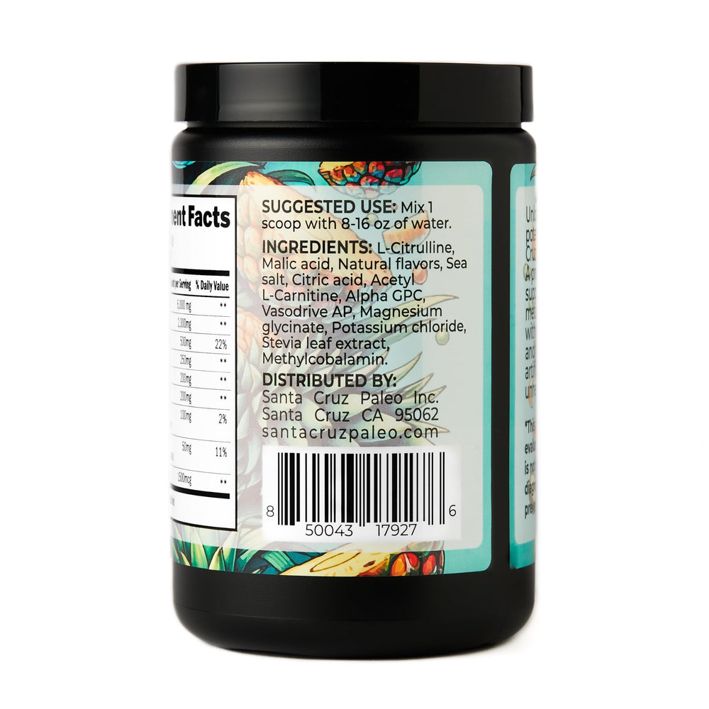 Santa Cruz Paleo label closeup showing gluten-free and paleo-friendly claim