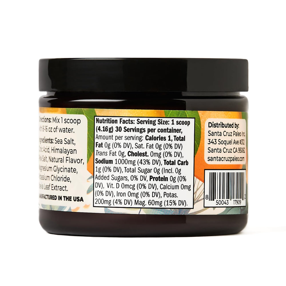 Santa Cruz Paleo no-sugar formula shown on label for clean hydration.