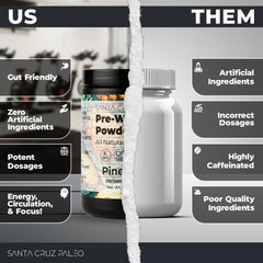 Santa Cruz Paleo pre-workout labeled tub with clean nutrition