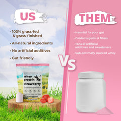 Santa Cruz Paleo whey strawberry side label shows gluten-free keto paleo suitability