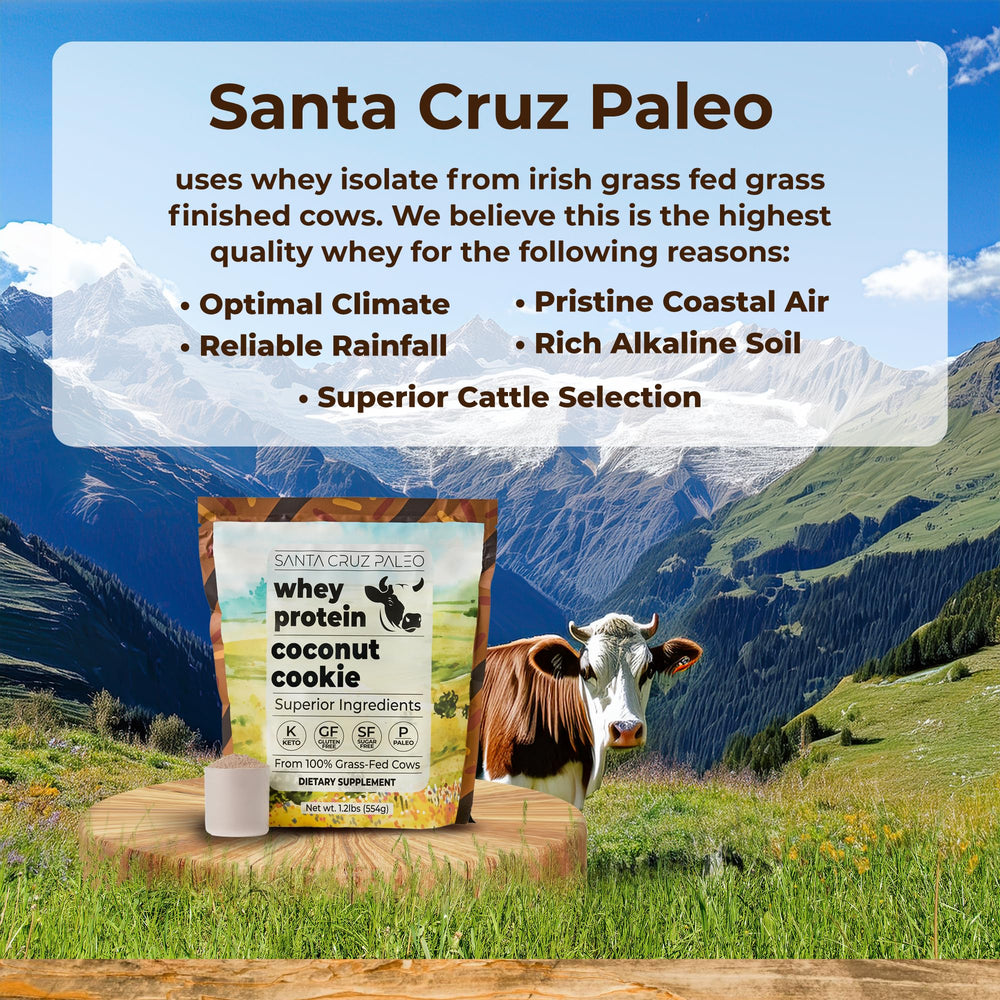 Shaker with Santa Cruz Paleo Whey Protein Coconut Cookie makes a creamy smoothie.