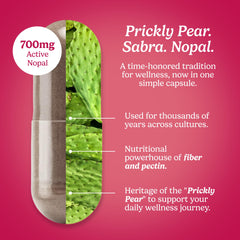 Front view of Santo Remedio Nopal bottle highlighting 700 mg capsules.