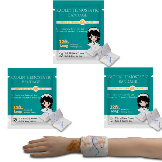 Sapbontchi Quick Clot Gauze 3in x 12.5ft ready for rapid bleeding control.