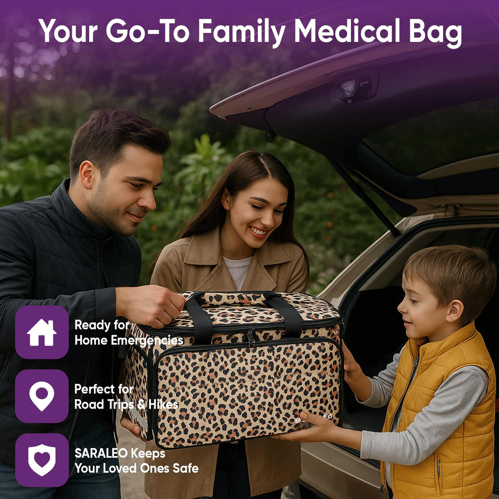 SARALEO Leopard bag reflective strips for visibility during low-light shifts