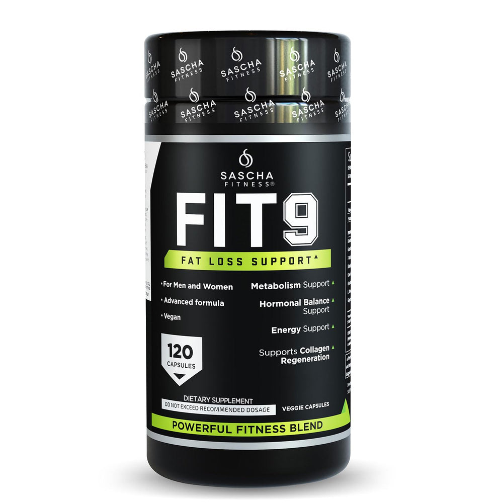 Sascha Fitness Fat-Loss Pills bottle top view suggesting daily use and potential fat loss support.