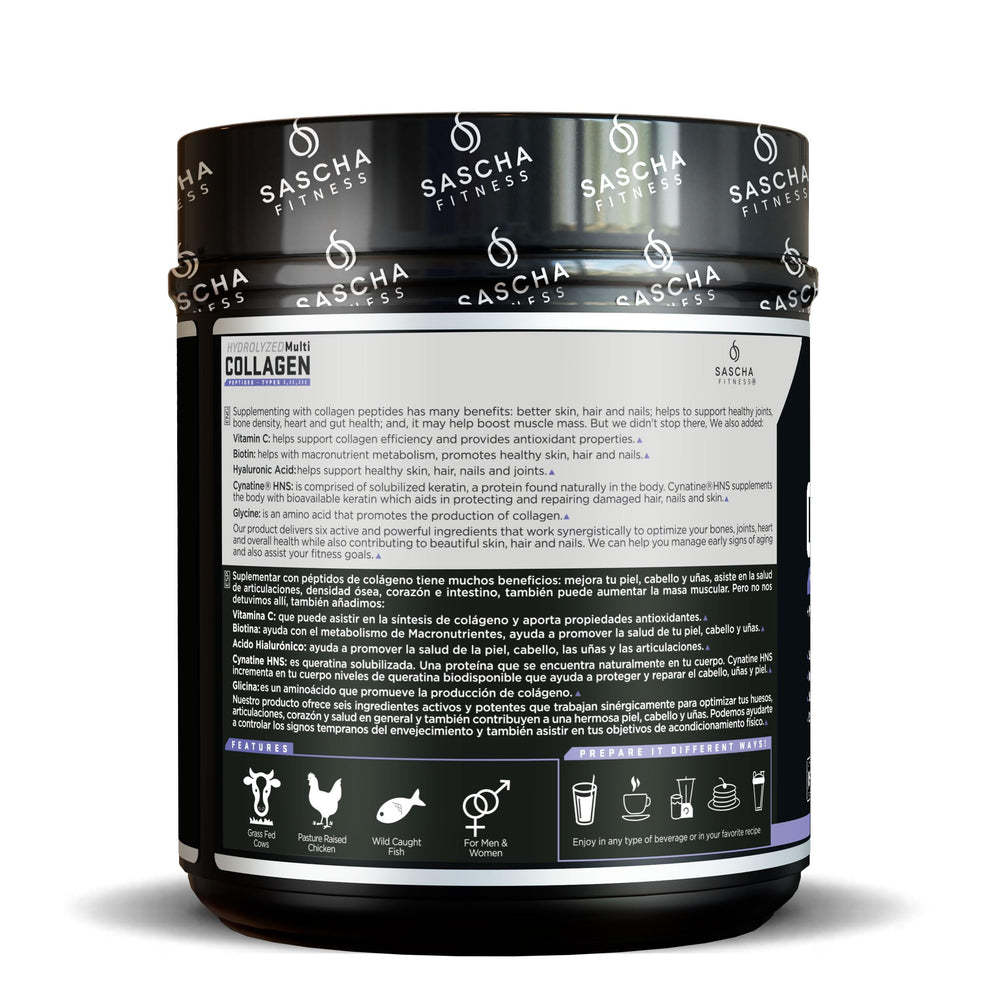 SASCHA FITNESS collagen peptides chocolate with scoop close-up for daily beauty routines
