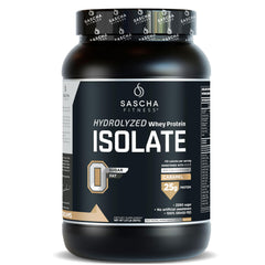 SASCHA FITNESS Hydrolyzed Whey Protein Isolate Caramel front-pack shot highlighting 25g protein per serving