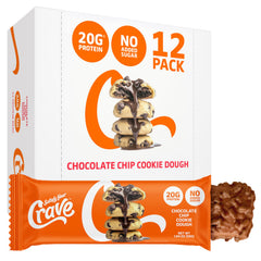 SATISFY YOUR CRAVE Crave Protein Bars chocolate chip cookie dough bar with chewy texture, great for on-the-go