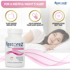 Bedside scene showing RestoreZ Sleep for a smoother bedtime routine.