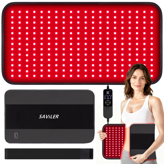 SAVILER red light therapy pad on back for wide coverage and relaxation