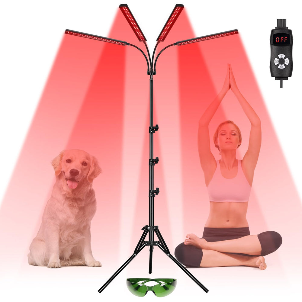 SAVILER red light therapy lamp with four heads for full-body coverage