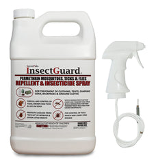 SavPak InsectGuard bottle pour showing ready-to-use permethrin for clothing protection