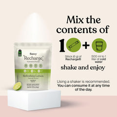 Savvy Recharge shaker bottle showing easy mix after workouts.