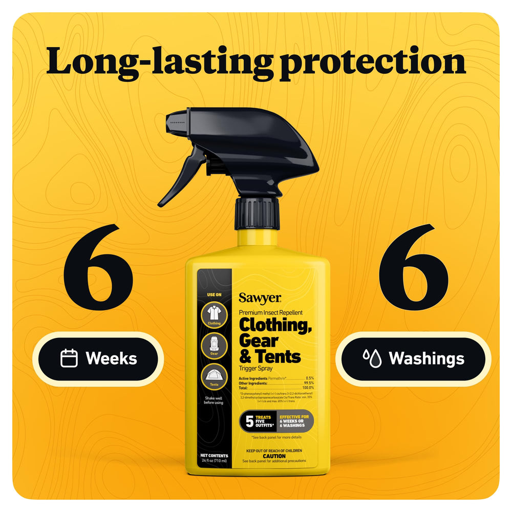 Sawyer Permethrin-treated tent and sleeping bag to deter insects.