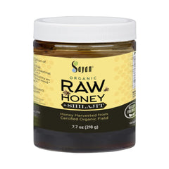Sayan Organic Honey with Shilajit resin bottle pour for natural energy support