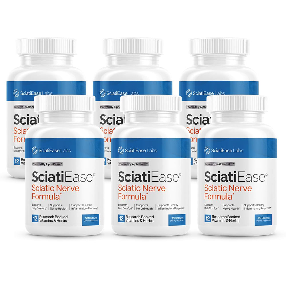 SciatiEase bottle front view highlighting sciatic nerve support.