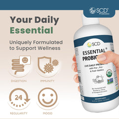 SCD Probiotics label close-up highlighting 11 strains and ingredients.