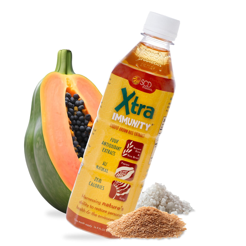 SCD Probiotics Xtra Immunity bottle pour for daily immune balance with bio-fermented liquid