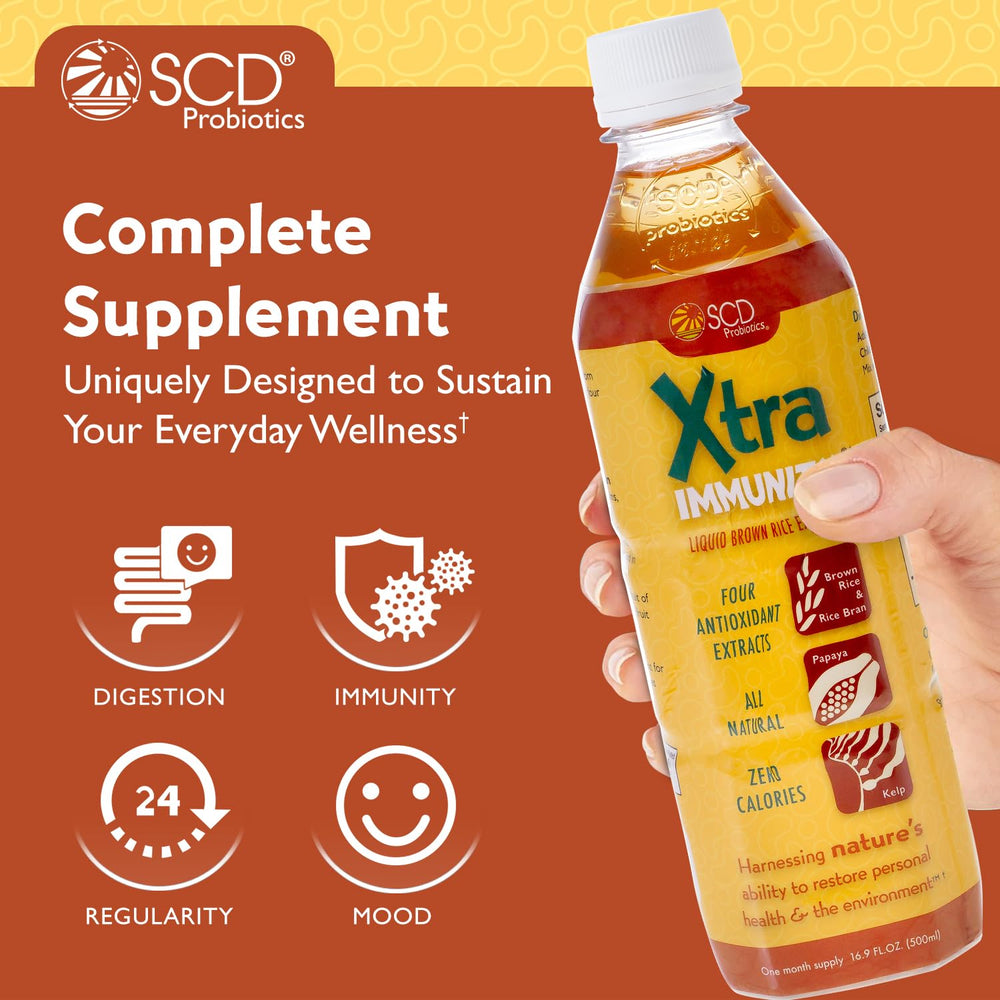 SCD Probiotics Xtra Immunity ingredients rice bran highlighting antioxidants