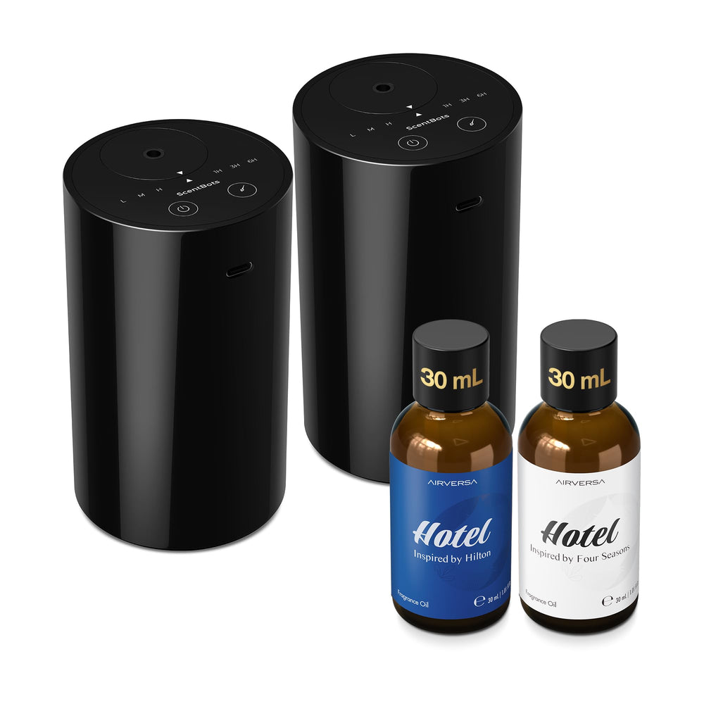 ScentBots waterless diffuser starter kit in home setup with hotel-inspired ambiance