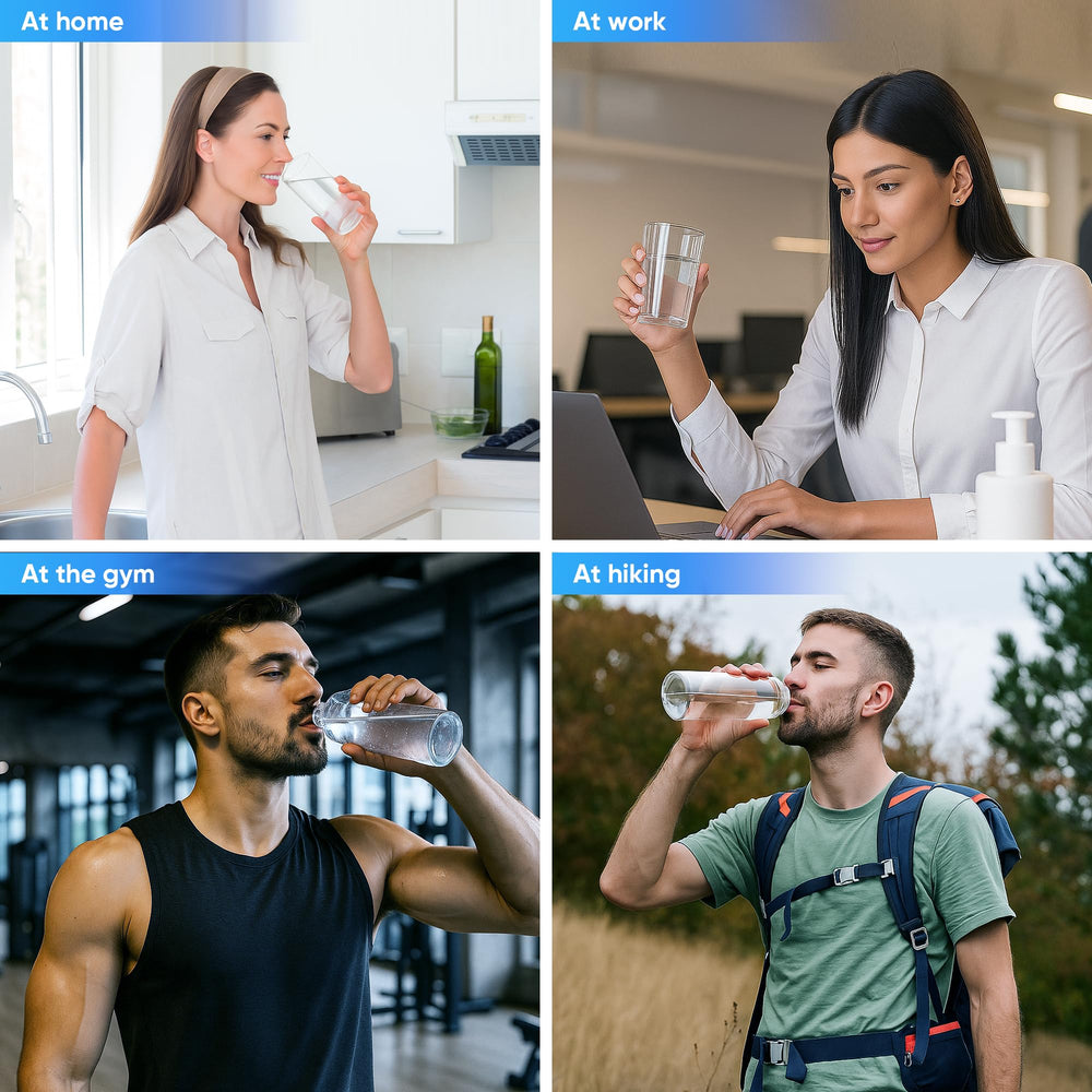 ScentDinbor H2 tablets shown with active lifestyle benefits and travel use.