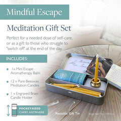 Scentered brass holder with Stop Inhale Reset engraving enhances meditation ambience