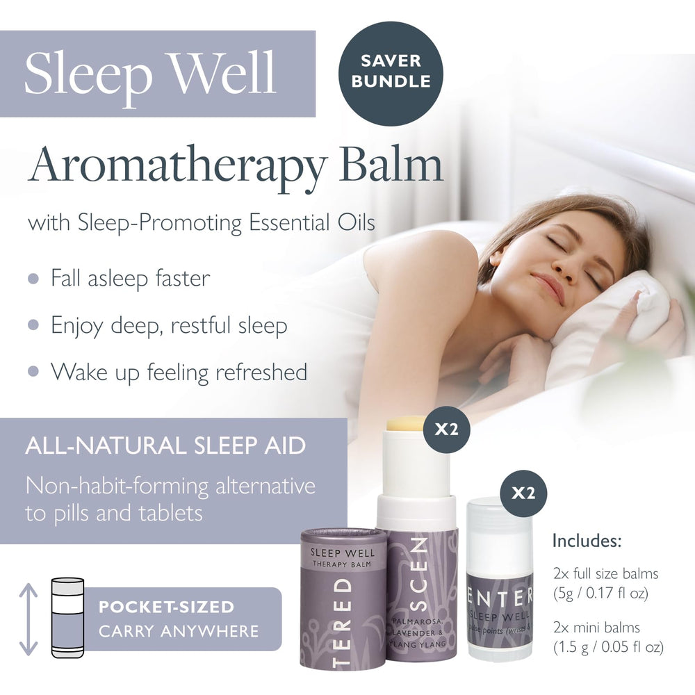 Scentered Sleep Well mini balms, travel-friendly and portable.