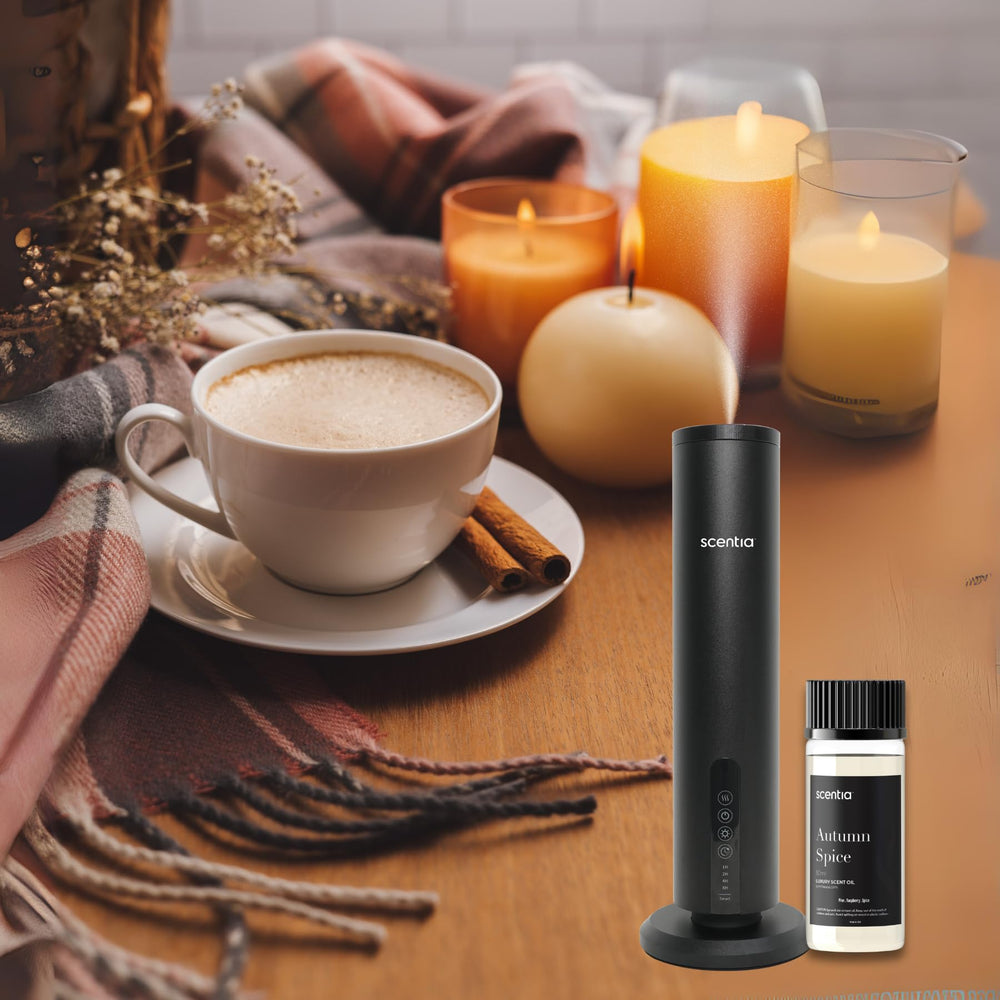 Scentia Autumn Spice pumpkin notes highlighting a cozy home scent.
