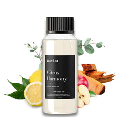 Scentia Citrus Harmony bottle-front shows vibrant home fragrance for living spaces.