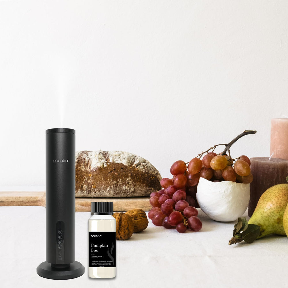 Scentia Pumpkin Boo diffuser top releasing a balanced fall fragrance in any room.