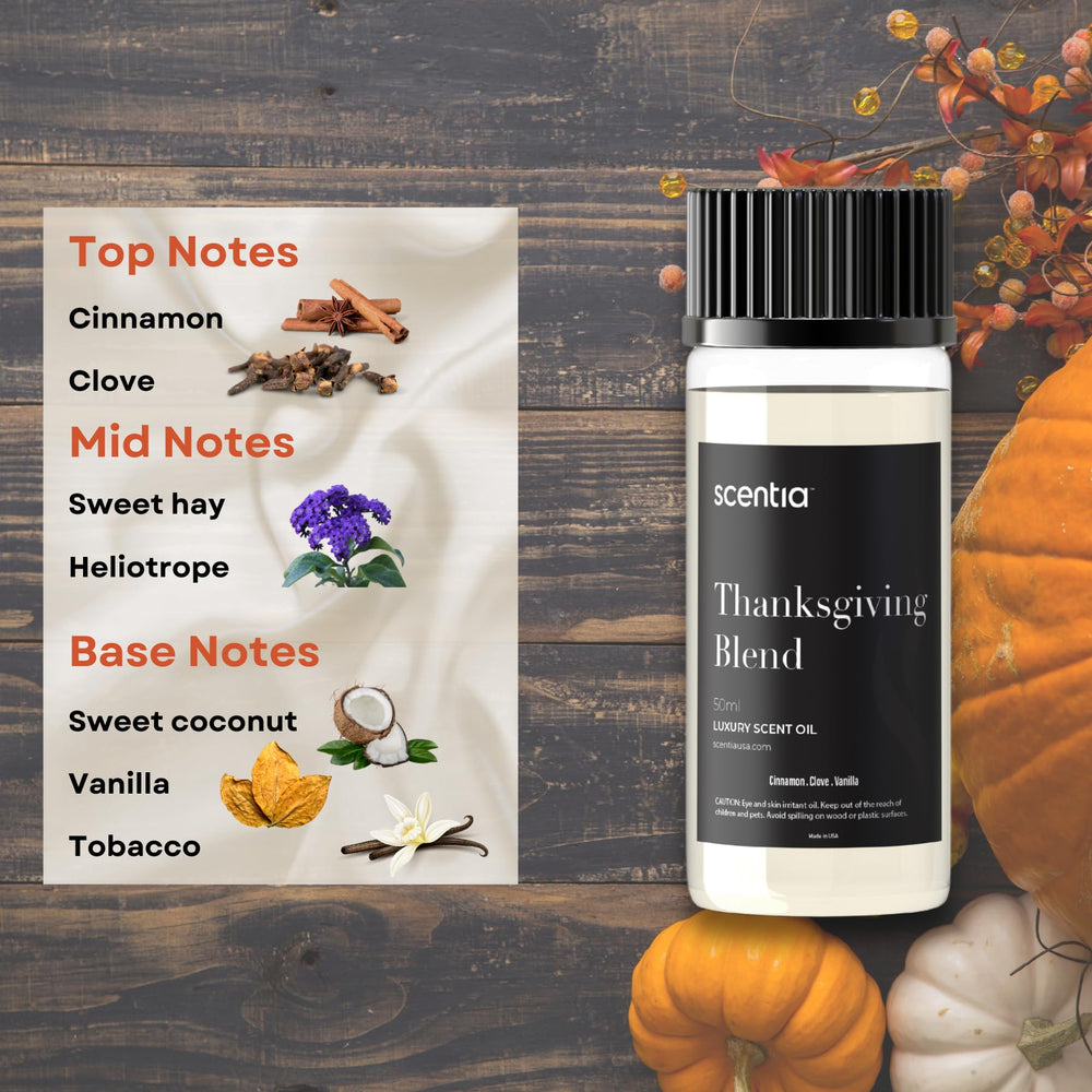 Scentia Thanksgiving diffuser in a room filled with holiday fragrance.