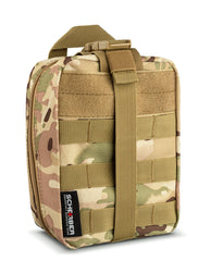 CAT tourniquet secured inside the Scherber IFAK pack for rapid bleeding control.