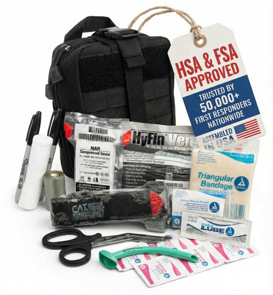 Scherber Premium IFAK Kit front view with rugged MOLLE pouch for ready access.