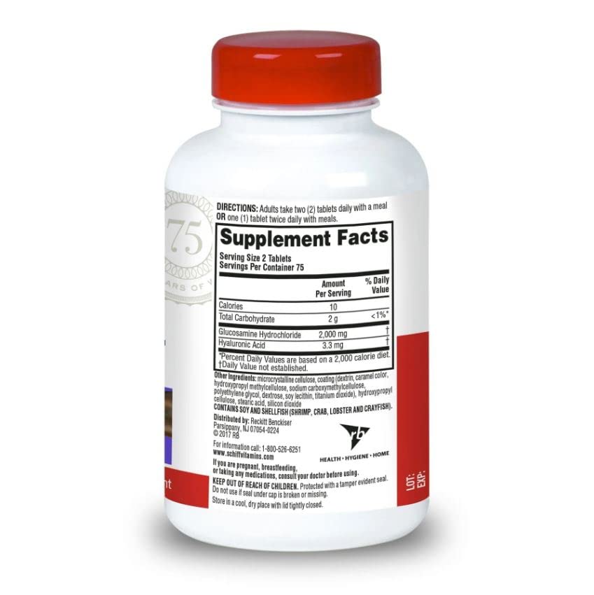 Schiff Glucosamine packaging highlights a four-pack for ongoing joint care.