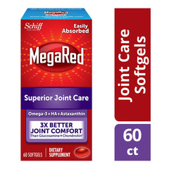 Schiff MegaRed Joint Care softgel back panel highlighting purity and potency labeling